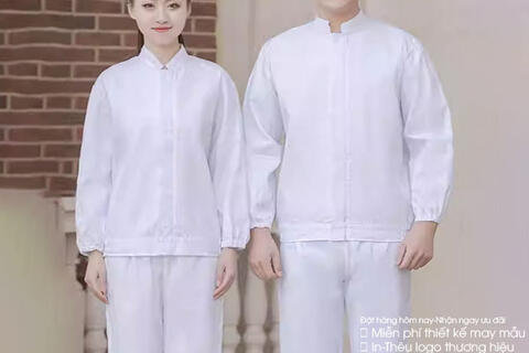 Quần Áo Đồng Phục Thủy Sản Dài Tay Màu Trắng Nón Vs Không Nón QATSVA21