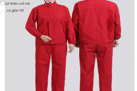 Quần Áo Thủy Sản Silk Đỏ Áo Liền Nón Quần Rời , QATSVA29
