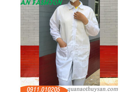Áo Blouse Cổ Bẻ Có Dây Kéo Màu Trắng