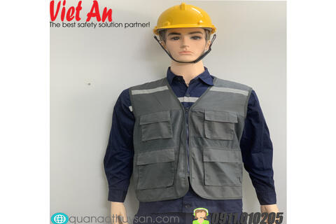 Áo Ghile Bảo Hộ Công Nhân Xám Đen 4 Túi Vuông