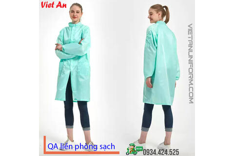 Áo Blouse Phòng Sạch Dài Tay Màu Xanh Lá QAPSNTVA013