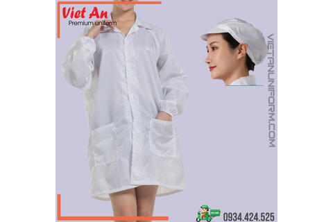 Áo Blouse Phòng Sạch Dài Tay Màu Trắng QAPSNTVA16