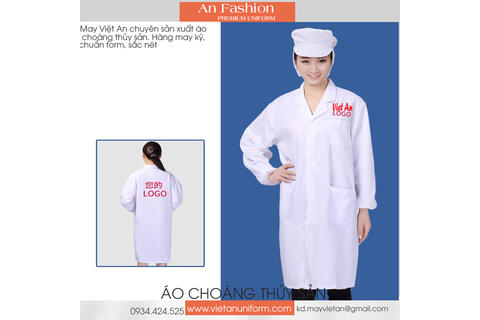Áo Choàng Thủy Sản Dài Tay Màu Trắng Có Mũ Đi Kèm  ACTSVA11