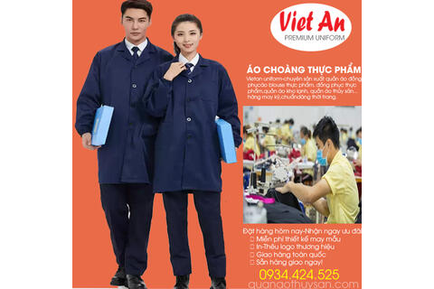 Áo Choàng Thủy Sản Dài Tay Màu Xanh Đen Cổ Ve Có Nút  ACTSVA10