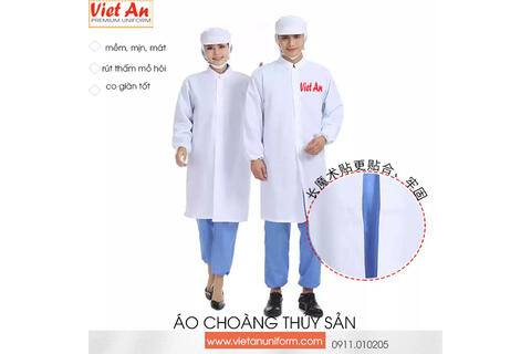 Áo Choàng Thủy Sản Màu Trắng Có Nón Đi Kèm ACTSVA20
