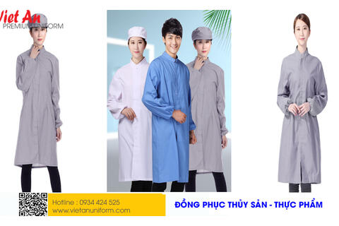 Áo Choàng Thủy Sản Màu Xám Cổ Trụ Dài Tay Có Mũ ACTSVA14
