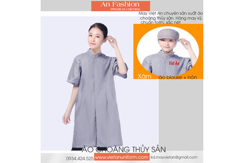 Áo Choàng Thủy Sản  Màu Xám  Cổ Trụ Ngắn Tay ACTSVA13