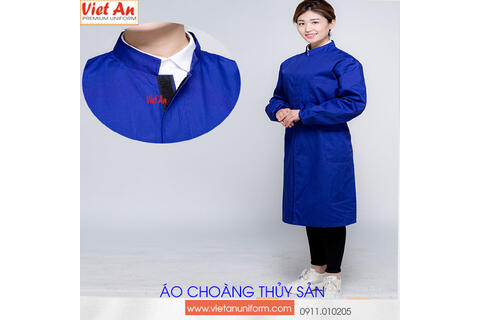 Áo Choàng Thủy Sản Dài Tay Màu Xanh Bích Cổ Trụ Dài Tay ACTSVA12