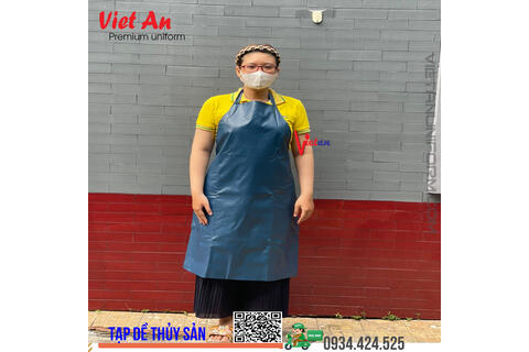 Tạp Dề Nhựa Thủy Sản, Bếp Màu Xanh Biển Đậm Chống Thấm Nước - Thấm Dầu