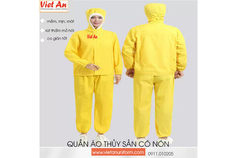 Quần Áo Thủy Sản Silk Vàng Liền Nón , QATSVA31