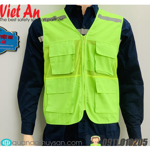 Áo Ghile Phản Quang Màu Xanh