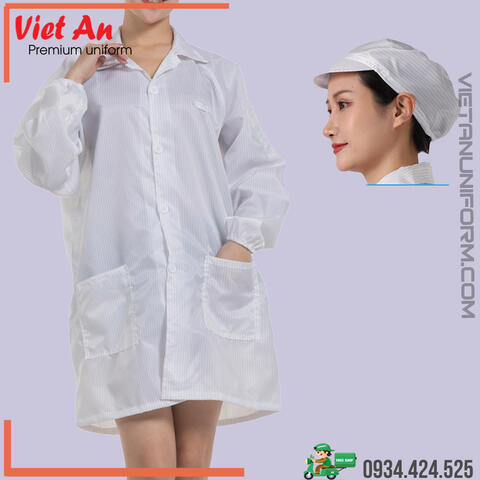 Áo Blouse Phòng Sạch Dài Tay Màu Trắng QAPSNTVA16